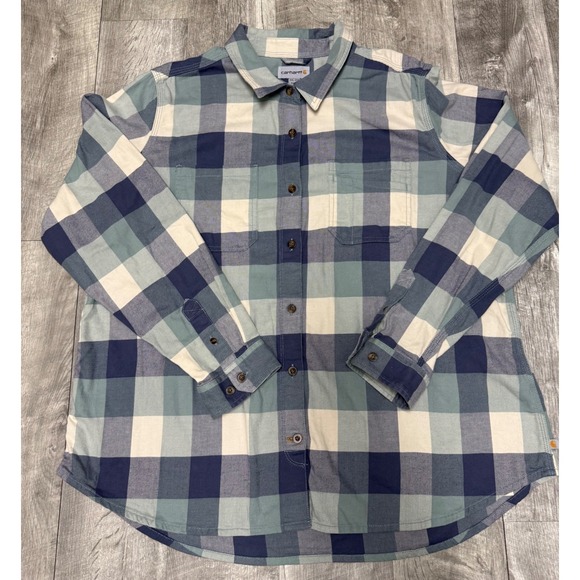 Men's Carhartt Plaid Flannel Long Sleeve Button Down Size XXL (20) - Picture 4 of 5